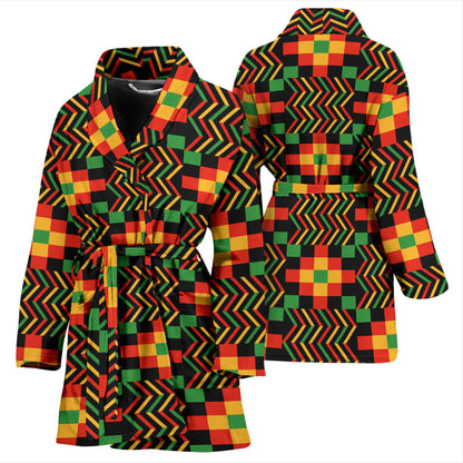Kente Pattern Print Design 01 Women Bathrobe