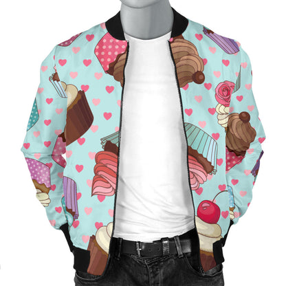 Cupcakes Fancy Heart Print Pattern Men Bomber Jacket
