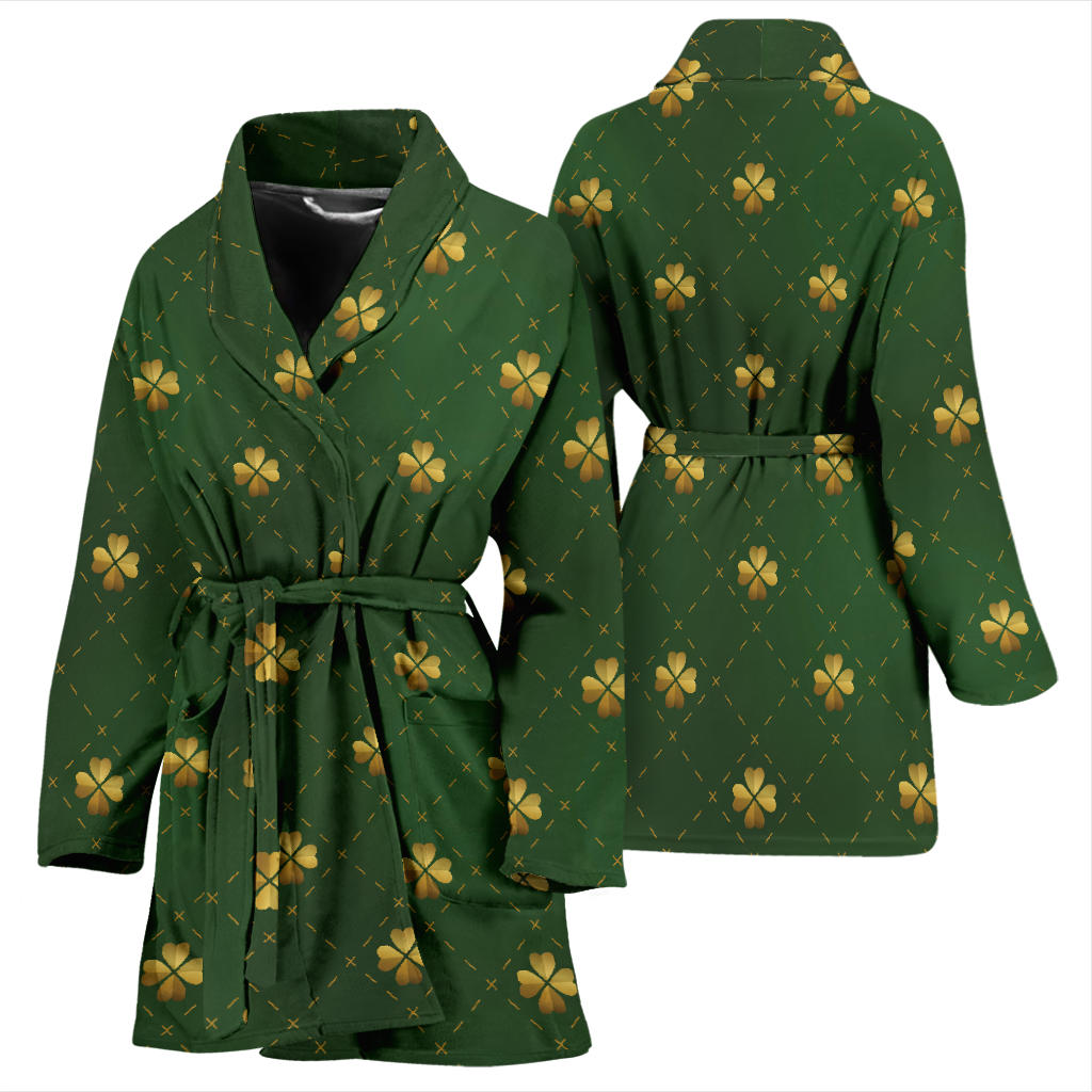 Clover Pattern Print Design 01 Women Bathrobe