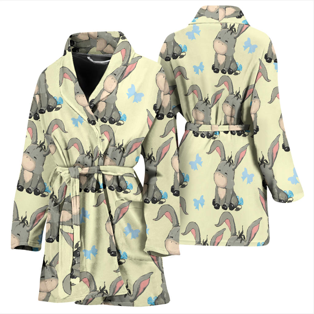 Donkey Baby Pattern Print Design 02 Women Bathrobe