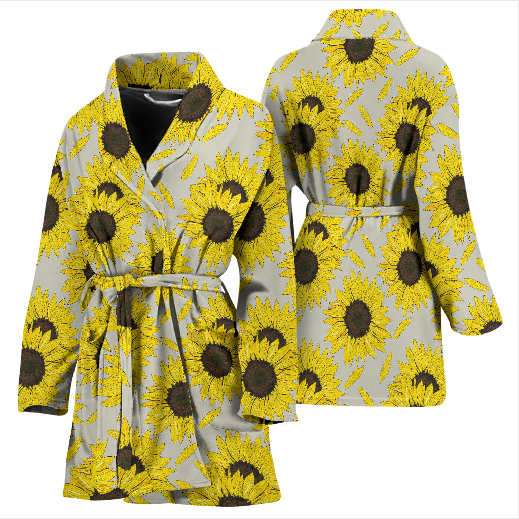 Sunflower Print Design LKS309 Women Bathrobe