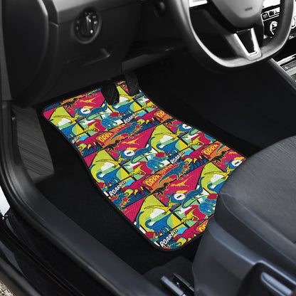 Dinosaur Comic Pop Art Style Car Floor Mats Front Back