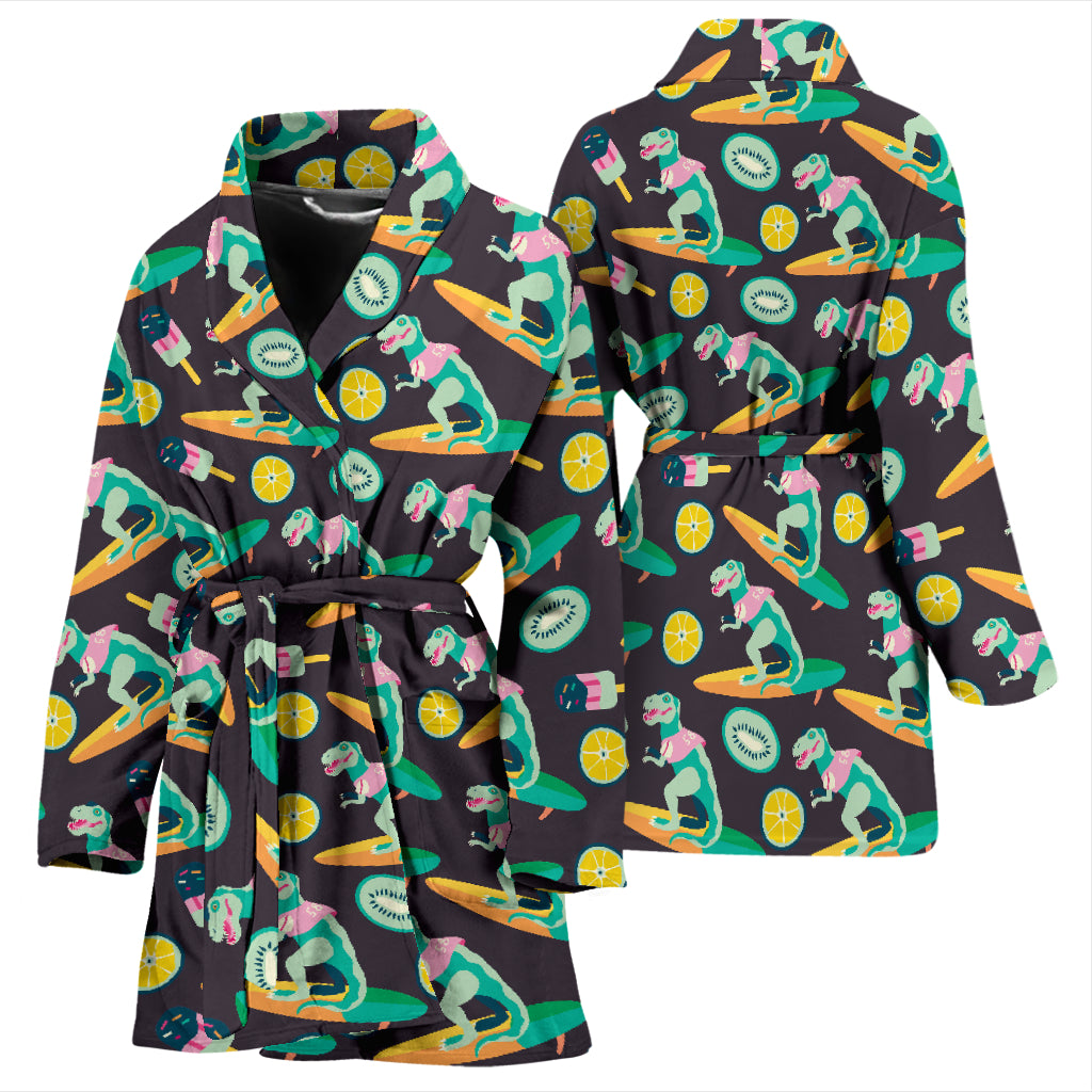 Surfboard T Rex Print Design LKS301 Women Bathrobe