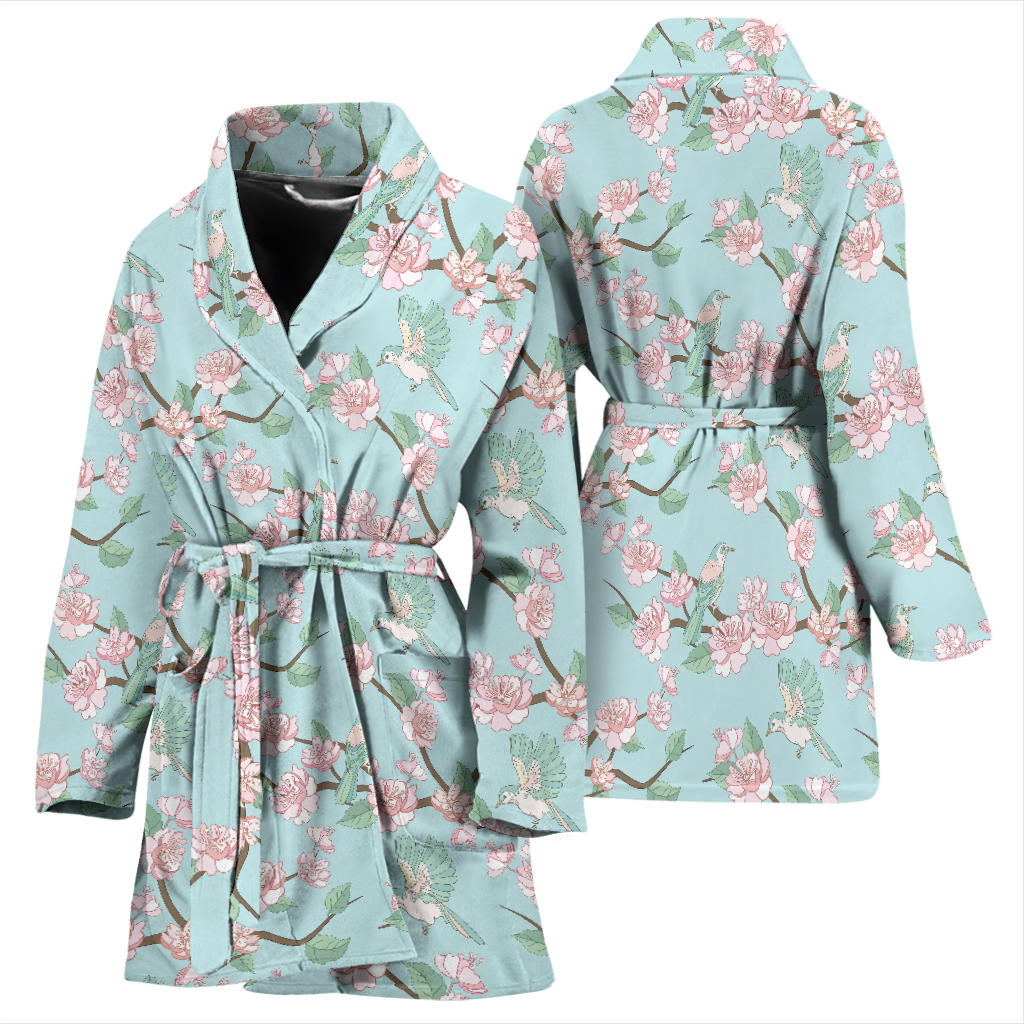 Cherry Blossom Pattern Print Design 02 Women Bathrobe