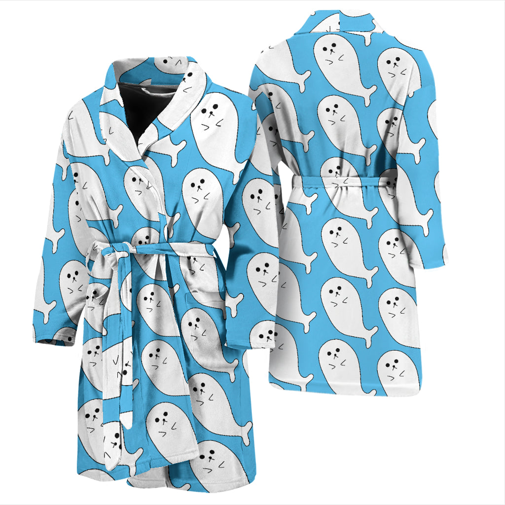 Sea Lion Print Design LKS402 Men Bathrobe