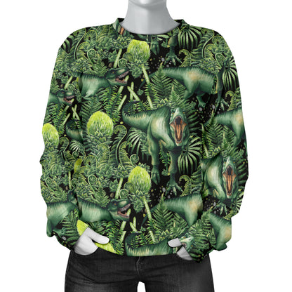 Dinosaur T Rex Print Pattern Women Long Sleeve Sweatshirt