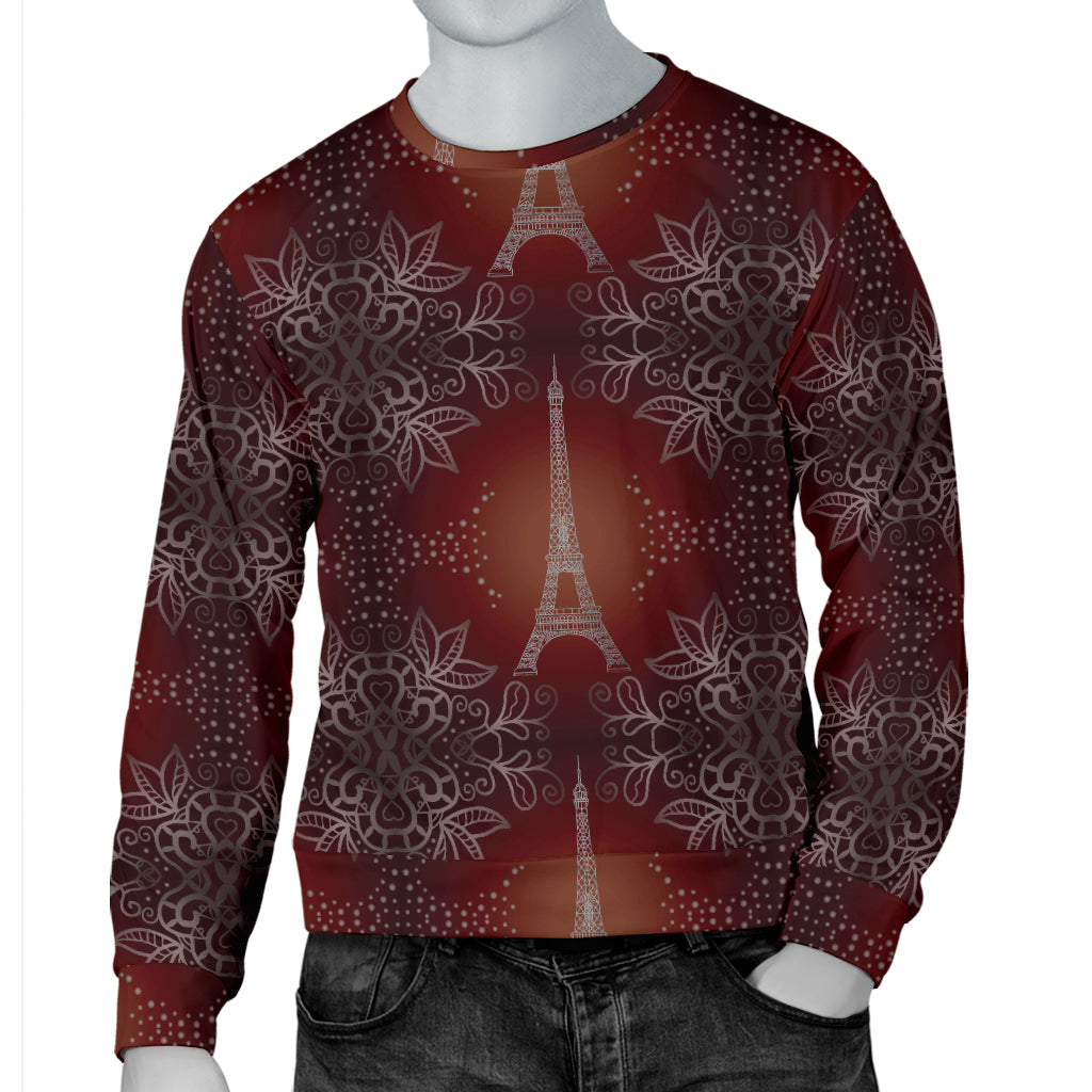 Eiffel Tower Drawing Print Men Long Sleeve Sweatshirt