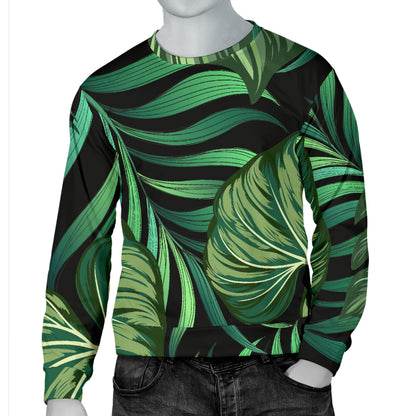 Green Fresh Tropical Palm Leaves Men Long Sleeve Sweatshirt