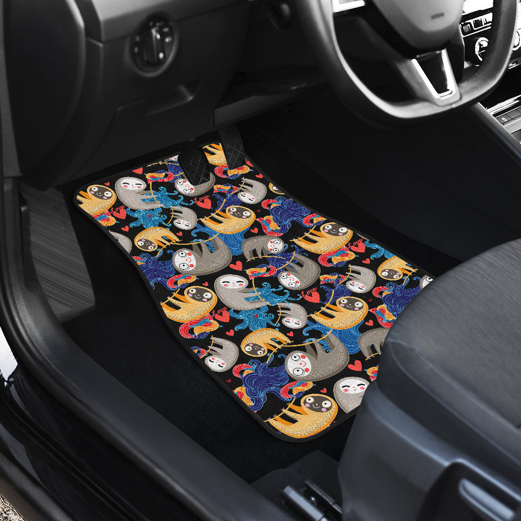 Sloth Cartoon Design Themed Print Car Floor Mats Front Back
