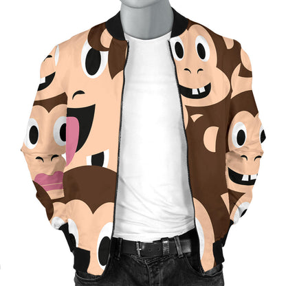 Emoji Monkey Print Pattern Men Bomber Jacket