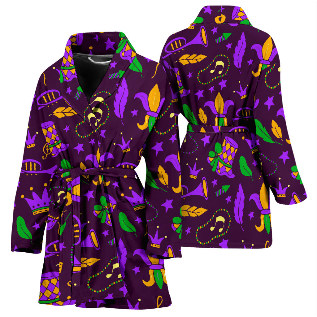 Mardi Gras Pattern Print Design 08 Women Bathrobe