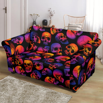 Skull Multicolor Print Design LKS3011 Loveseat Couch Slipcover