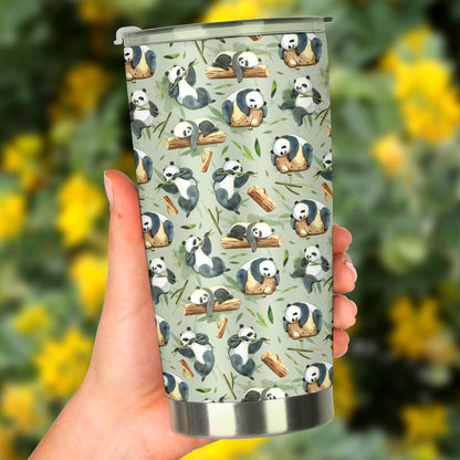 Panda Bear Design Bamboo Print Tumbler
