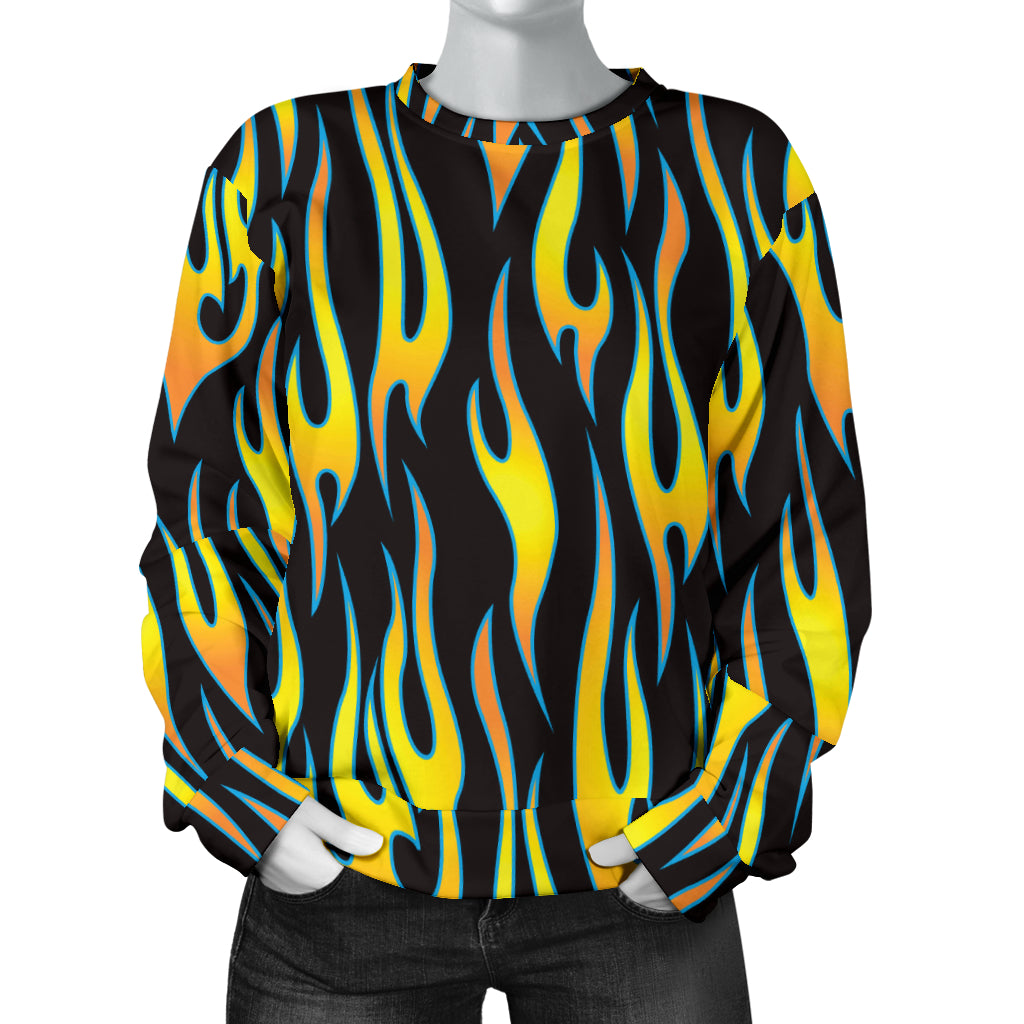 Flame Fire Yellow Pattern Women Long Sleeve Sweatshirt