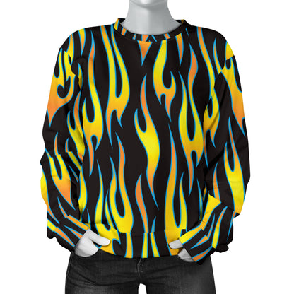 Flame Fire Yellow Pattern Women Long Sleeve Sweatshirt