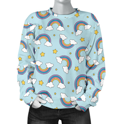 Rainbow Cloud Print Pattern Women Long Sleeve Sweatshirt