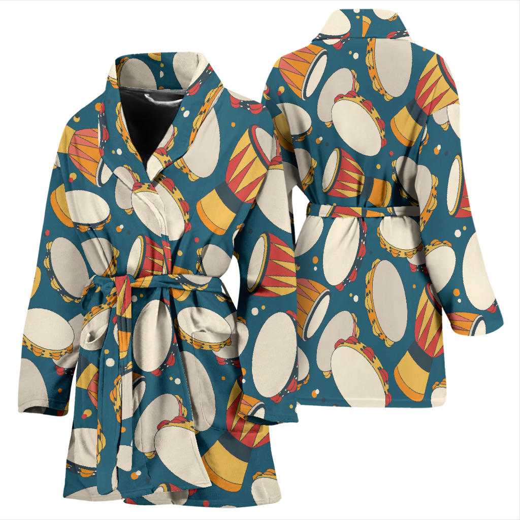 Tambourine Pattern Print Design 01 Women Bathrobe