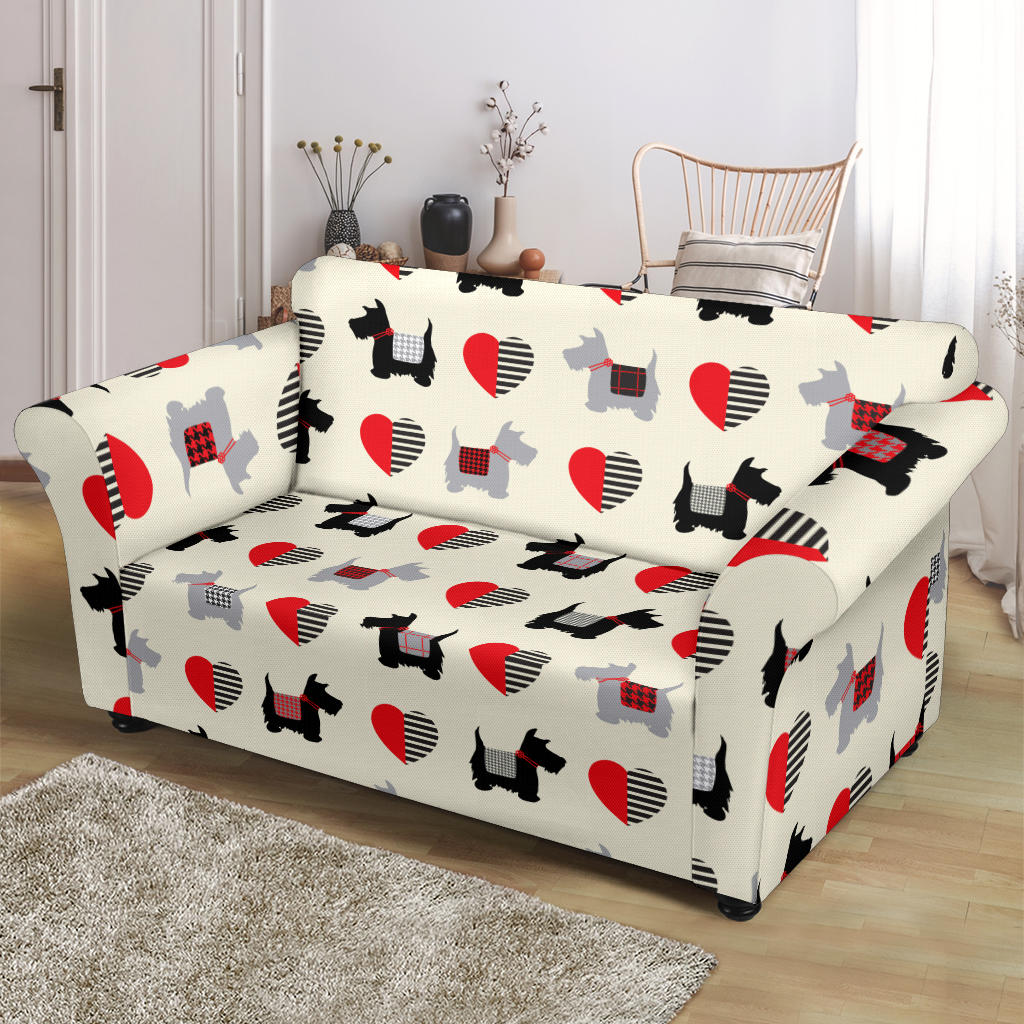 Scottish Terriers Print Design LKS3010 Loveseat Couch Slipcover