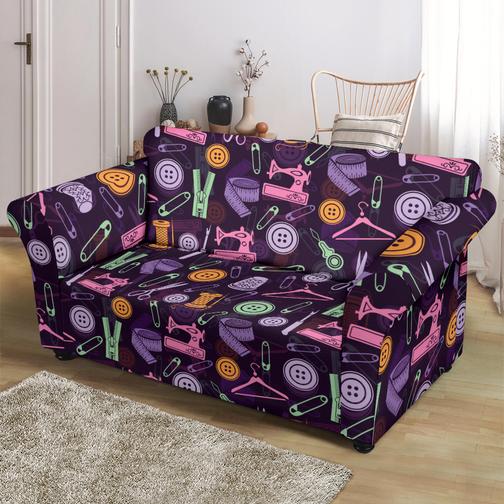 Sewing Equipment Print Design LKS306 Loveseat Couch Slipcover