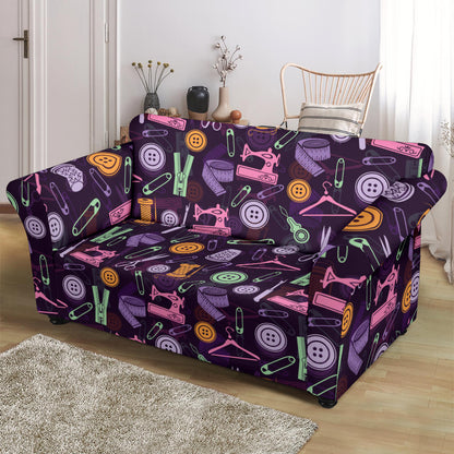 Sewing Equipment Print Design LKS306 Loveseat Couch Slipcover