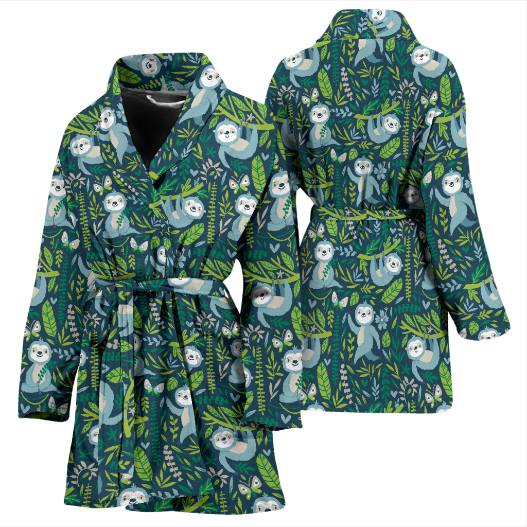 Sloth Print Design LKS304 Women Bathrobe