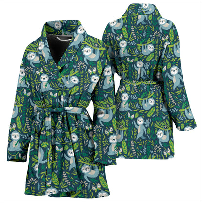 Sloth Print Design LKS304 Women Bathrobe