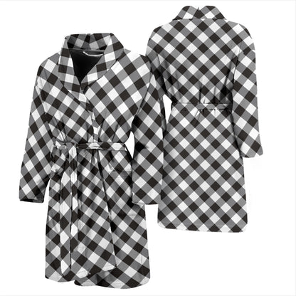 Gingham Print Design LKS402 Men Bathrobe