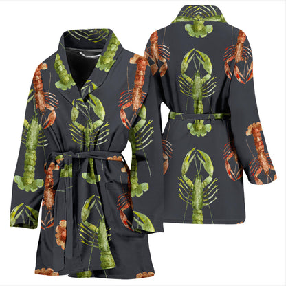Lobster Pattern Print Design 01 Women Bathrobe