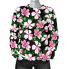 Hibiscus Pink Flower Hawaiian Print Women Long Sleeve Sweatshirt