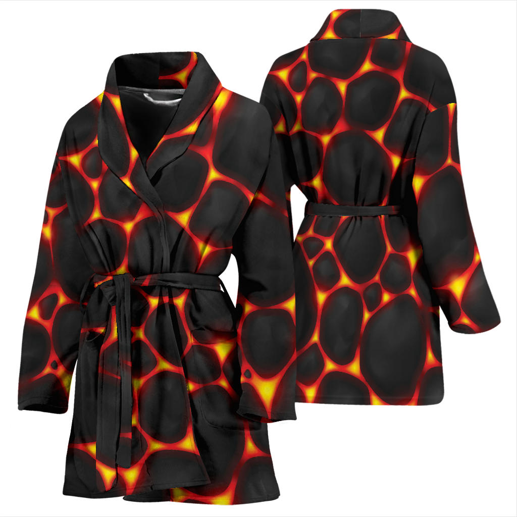 Lava Pattern Print Design 01 Women Bathrobe