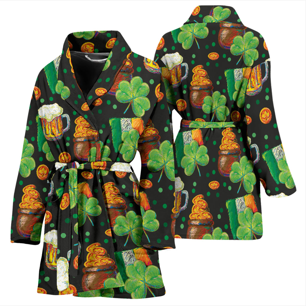 St Patricks Day Print Design LKS303 Women Bathrobe