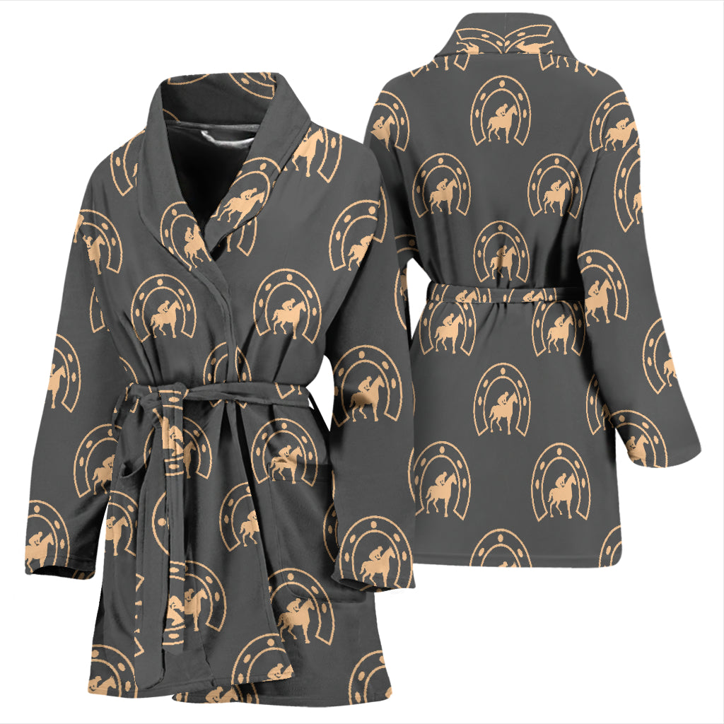 Horseshoe Print Design LKS306 Women Bathrobe