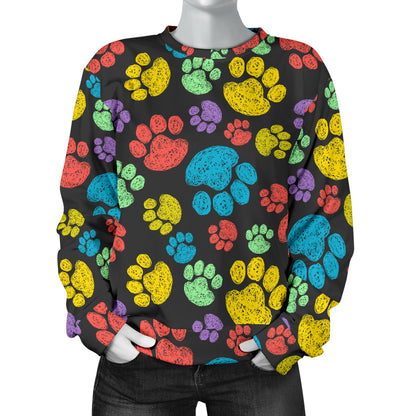 Paw Colorful Print Women Long Sleeve Sweatshirt