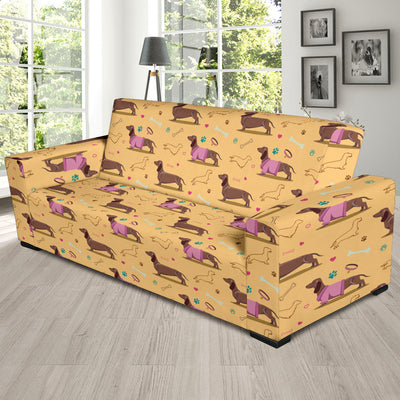 Dachshund Pattern Print Design 07 Sofa Slipcover