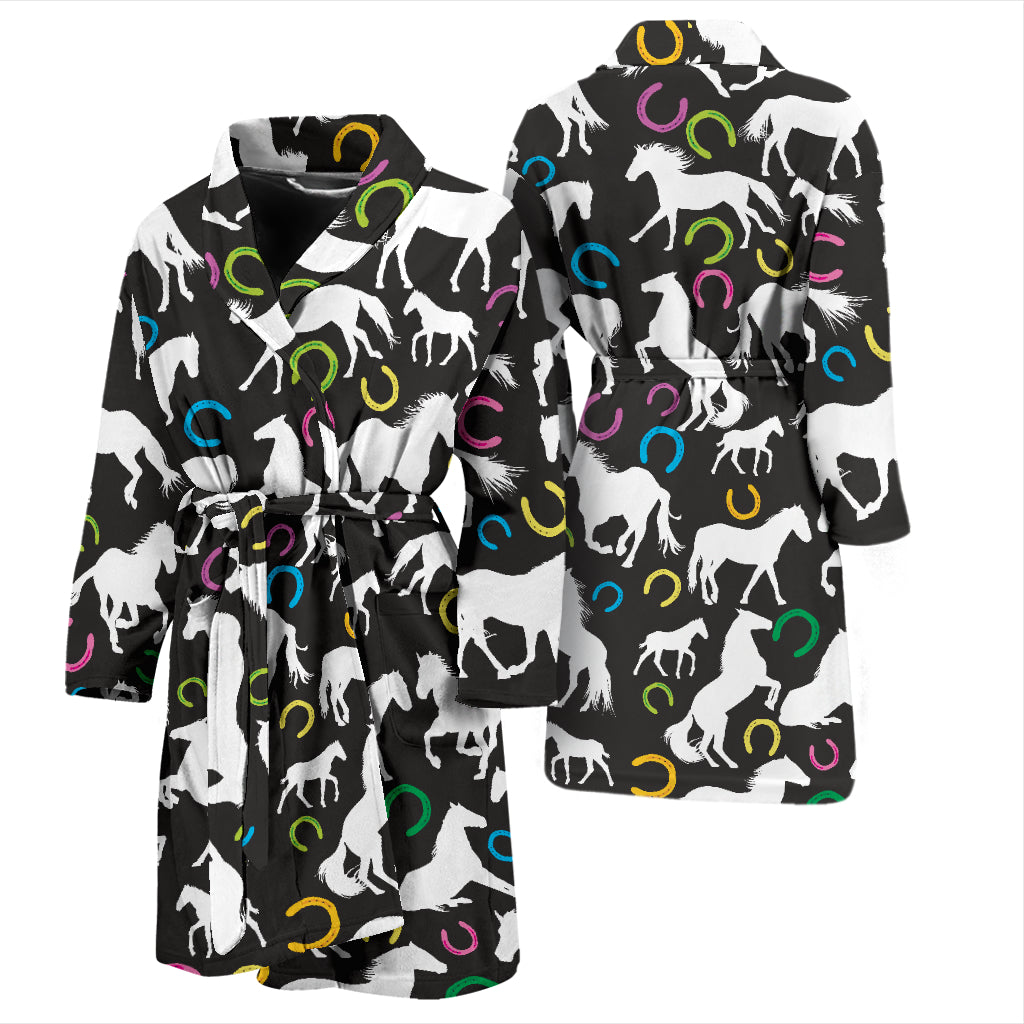 Horse Hoof Colorful Print Design LKS301 Men Bathrobe