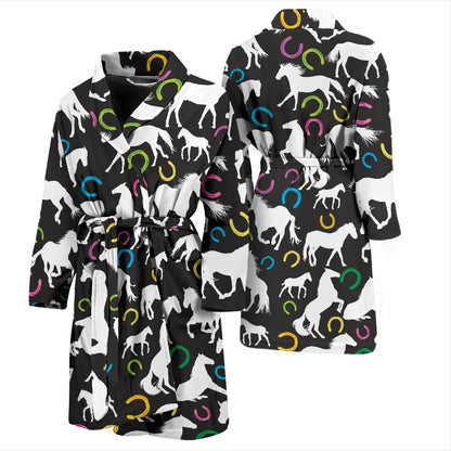Horse Hoof Colorful Print Design LKS301 Men Bathrobe