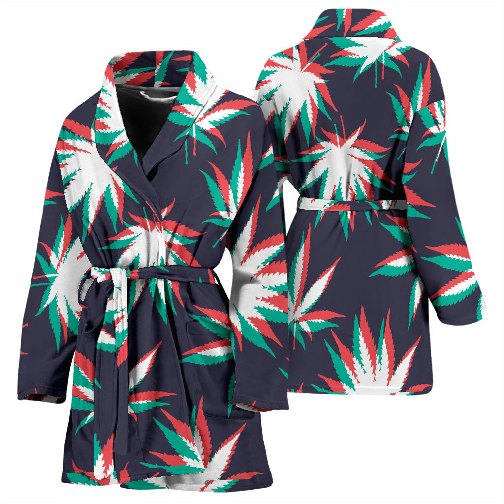 Pot Leaf Pattern Print Design A01 Women Bathrobe