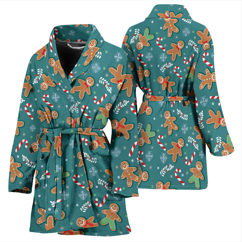 Gingerbread Pattern Print Design 05 Women Bathrobe