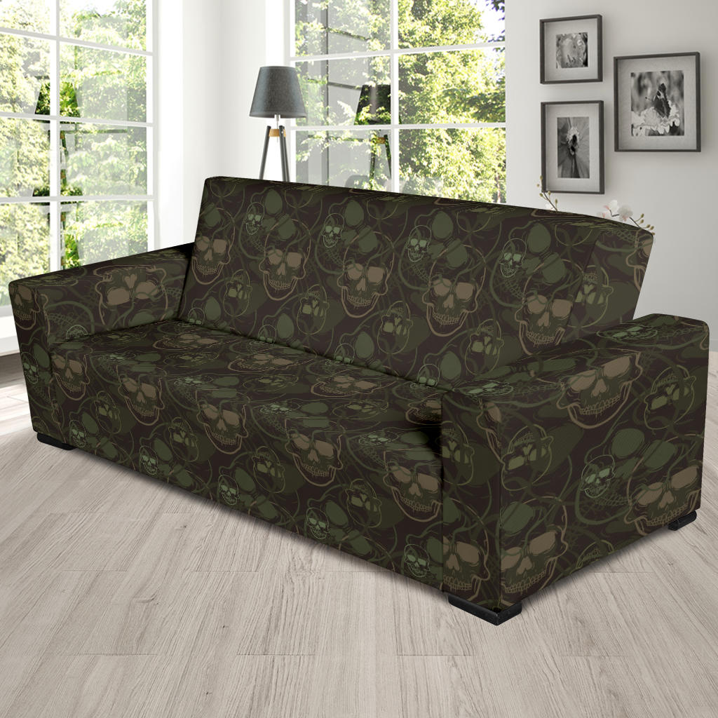 Skull Camo Style Print Design LKS308 Sofa Slipcover