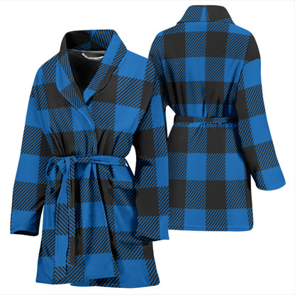 Buffalo check Blue Pattern Print Design 03 Women Bathrobe