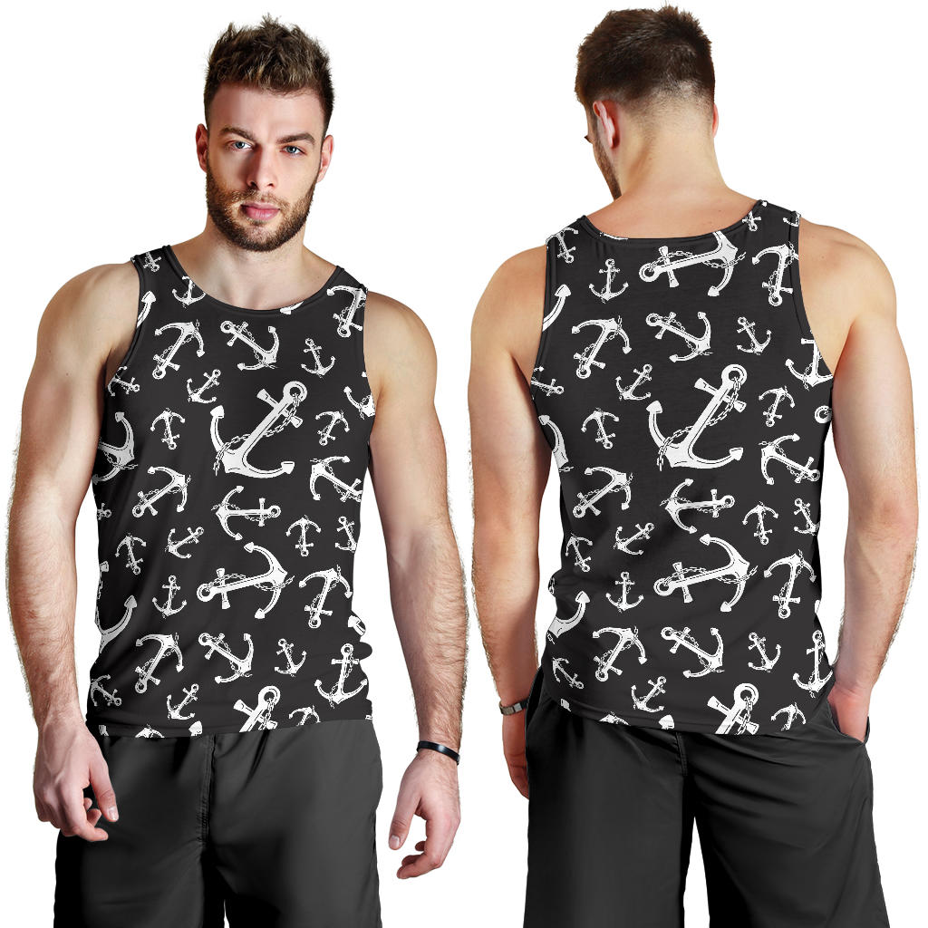 Anchor Black White Men Tank Top