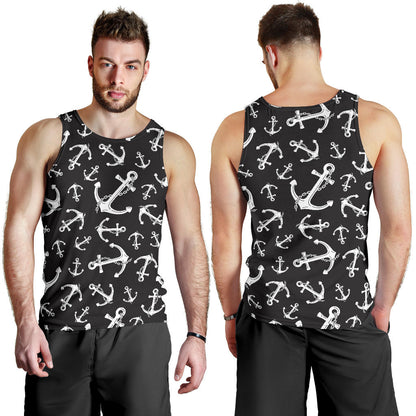 Anchor Black White Men Tank Top