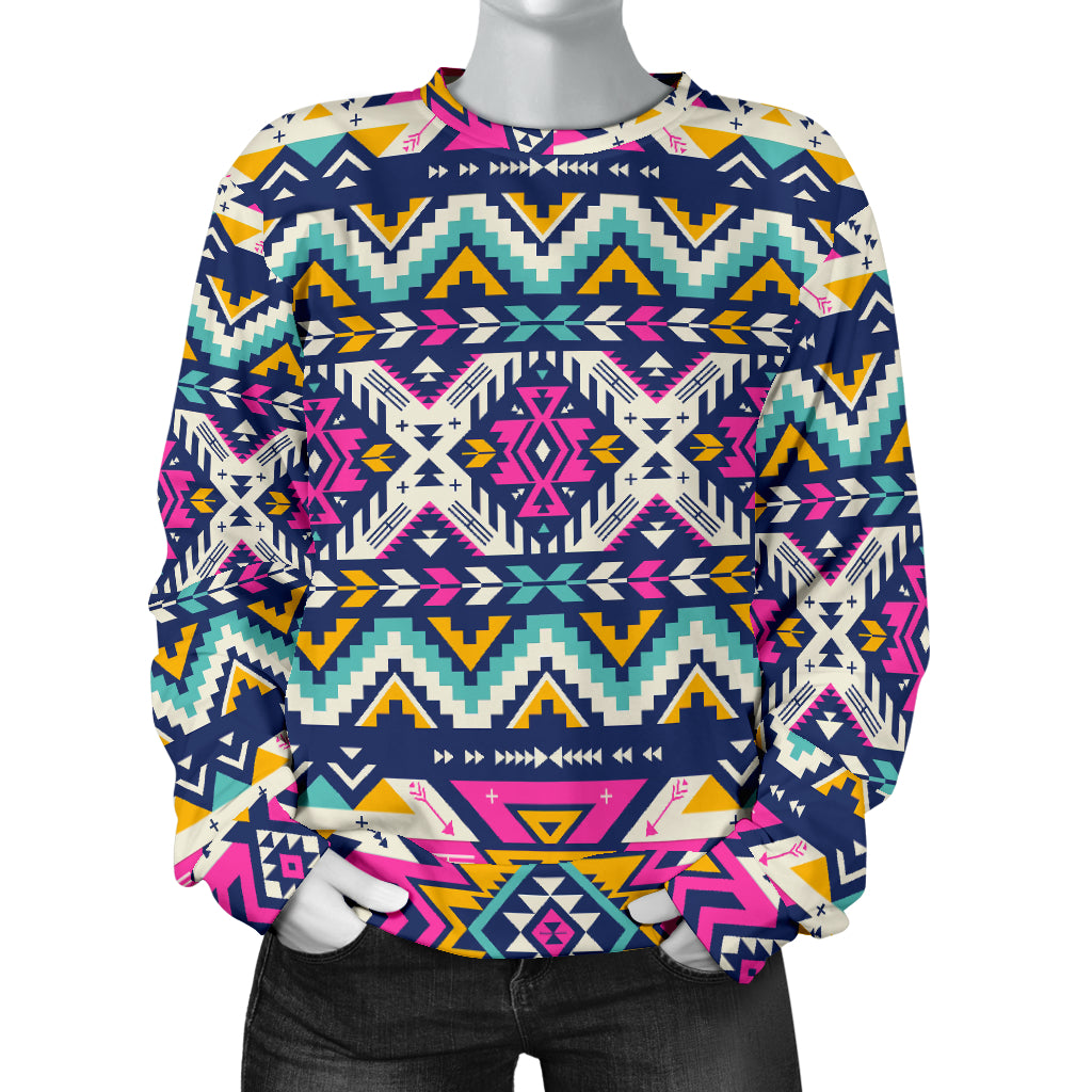 Aztec Pink Geometric Print Pattern Women Long Sleeve Sweatshirt