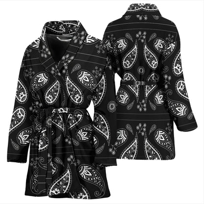Bandana Paisley Black Print Design LKS308 Women Bathrobe