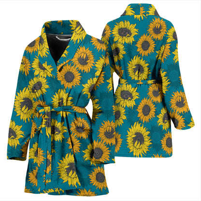 Sunflower Print Design LKS301 Women Bathrobe