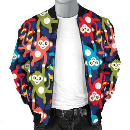 Monkey Colorful Design Themed Print Men Bomber Jacket