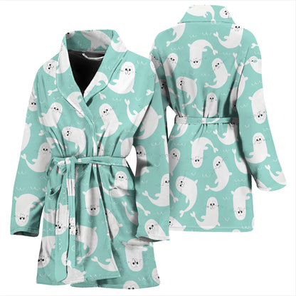 Sea Lion Print Design LKS401 Women Bathrobe
