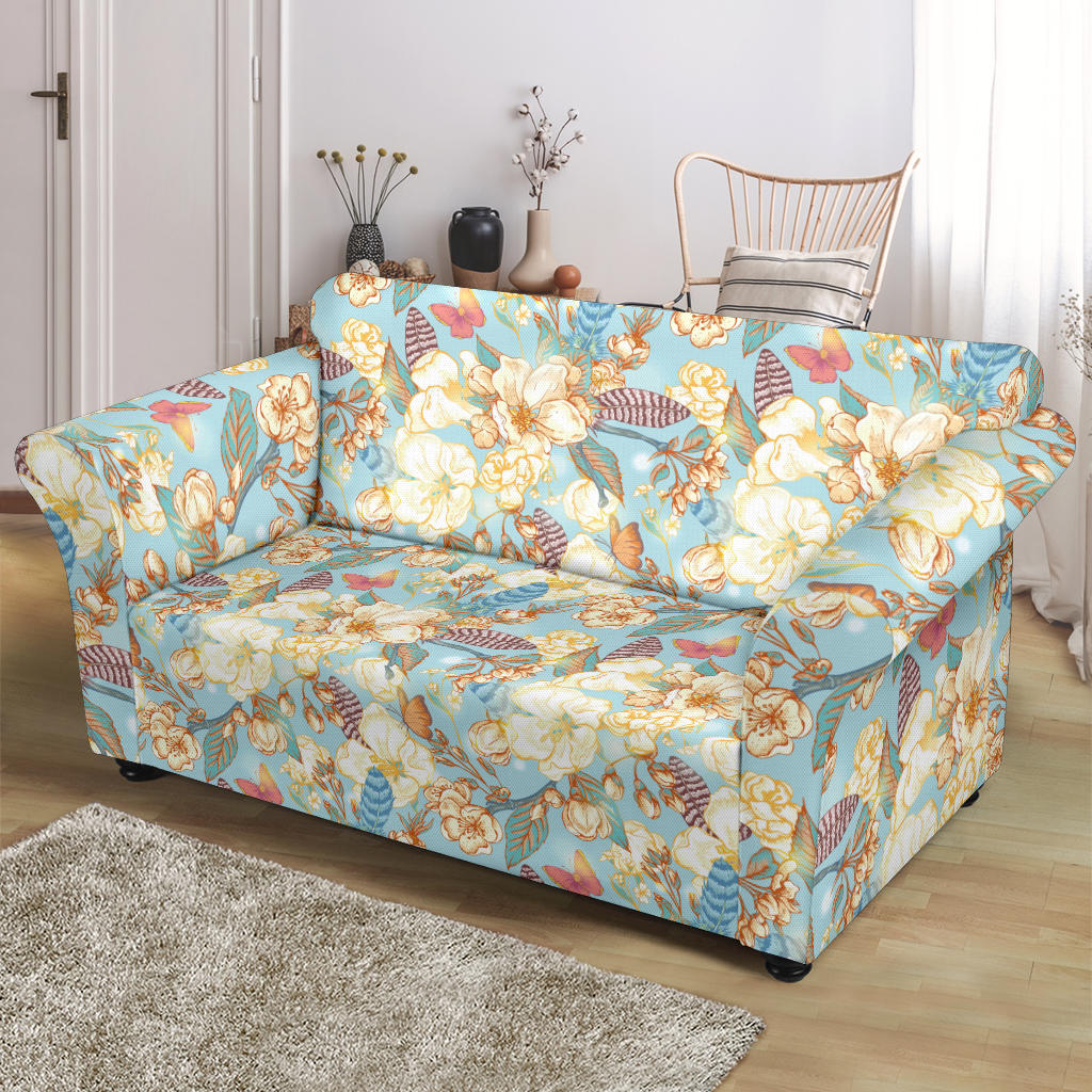 Summer Floral Print Design LKS302 Loveseat Couch Slipcover