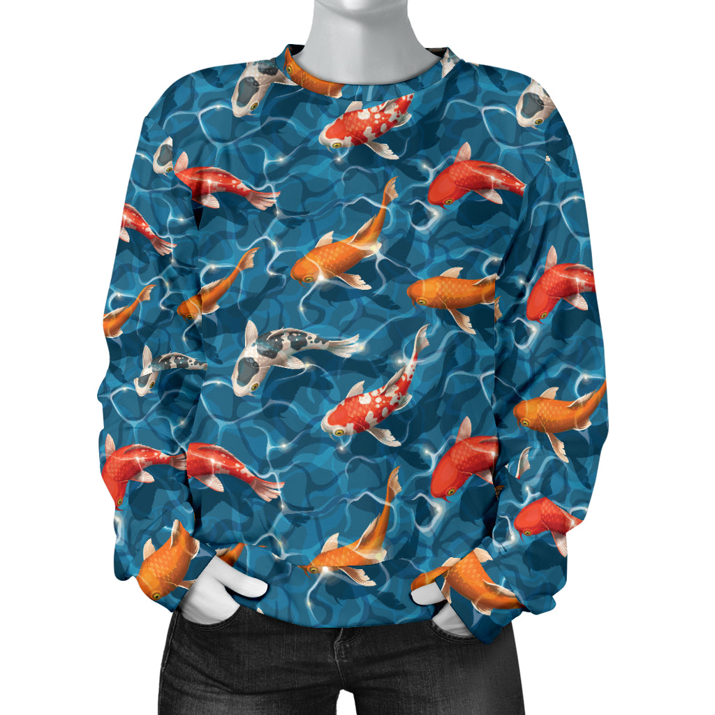Koi Carp Water Design Themed Print Women Long Sleeve Sweatshirt