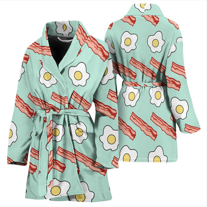 Bacon Sausage Pattern Print Design 01 Women Bathrobe